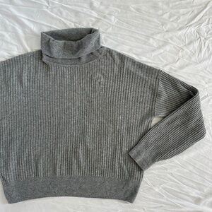 GAP Turtleneck Ribbed Knit Sweater | Gray Cotton Sweater
